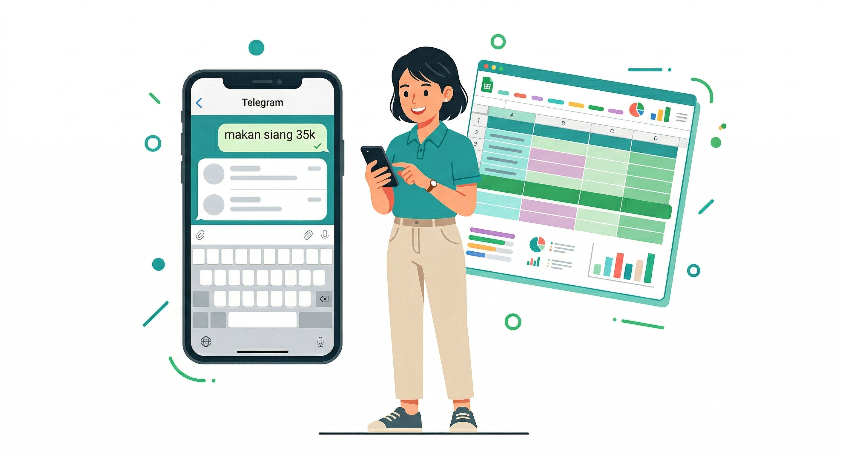 Cara catat pengeluaran harian lewat chat Telegram otomatis ke Google Sheets